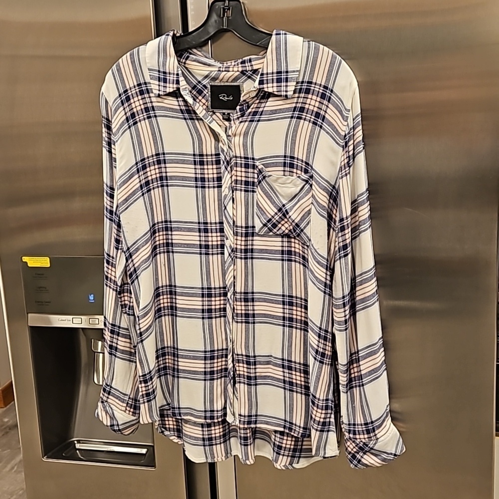 💕RAILS💕 Hunter Plaid Button Down Shirt ~ White Blue Pink Medium